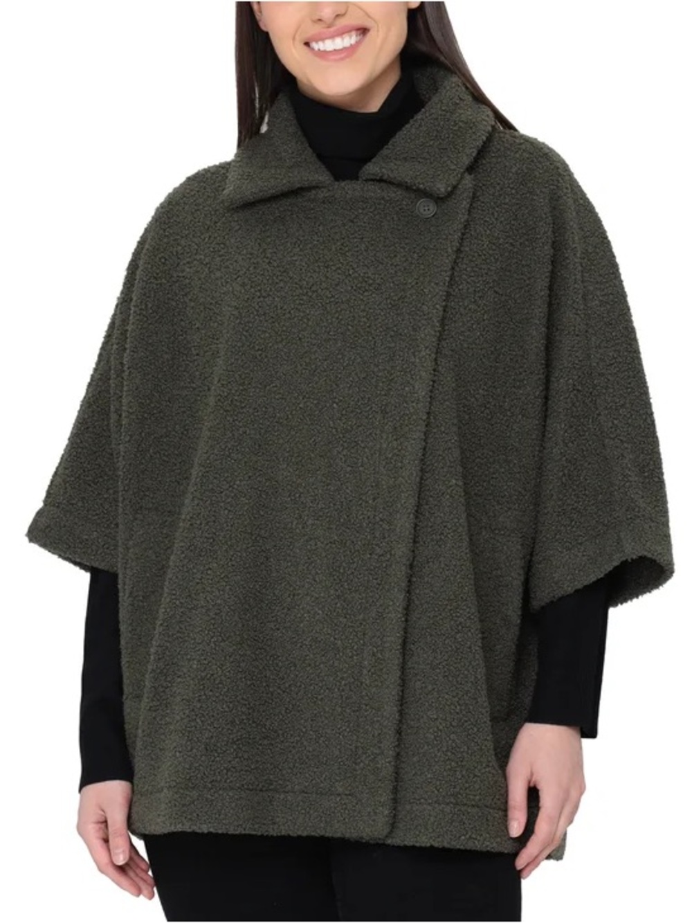 Nicole Miller Original Women’s Fleece Lined Boucle Cape Jacket